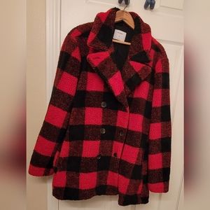 Old Navy Buffalo Plaid Sherpa Teddy Coat